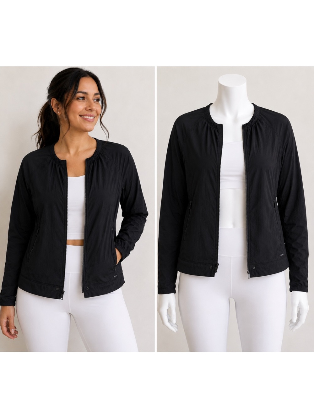 Athleta Avenue Lightweight Full Zip Jacket Black M Outdoors Travel Athletisure